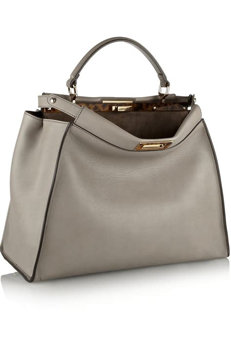 fendi peekaboo grey leather strap|Fendi peekaboo leather bag.